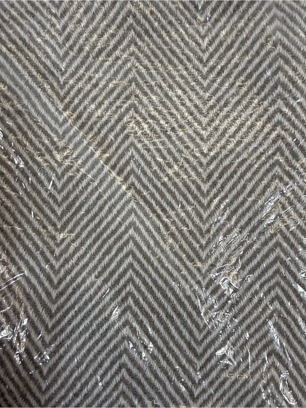 United Airlines Saks Fifth Avenue Light Gray Herringbone Throw Blanket